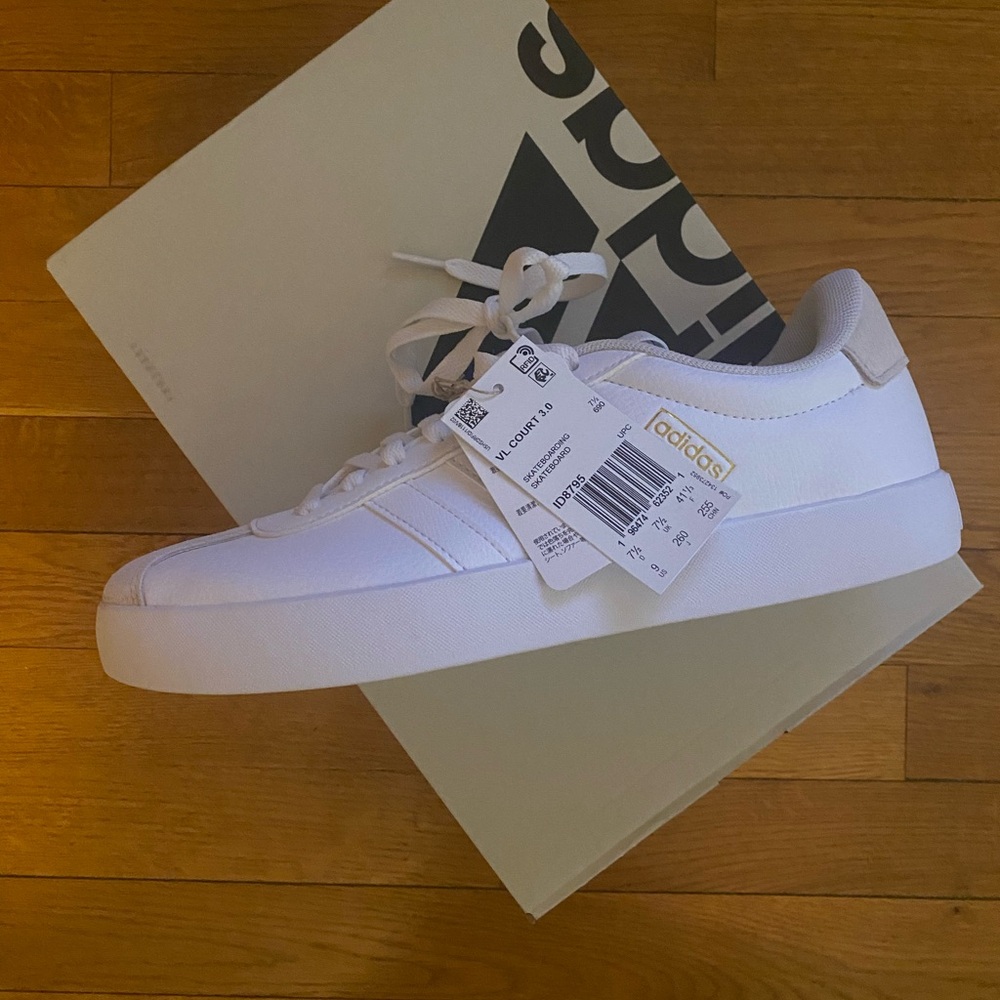 Adidas White and Beige Court Sneakers - Picture 2 of 8